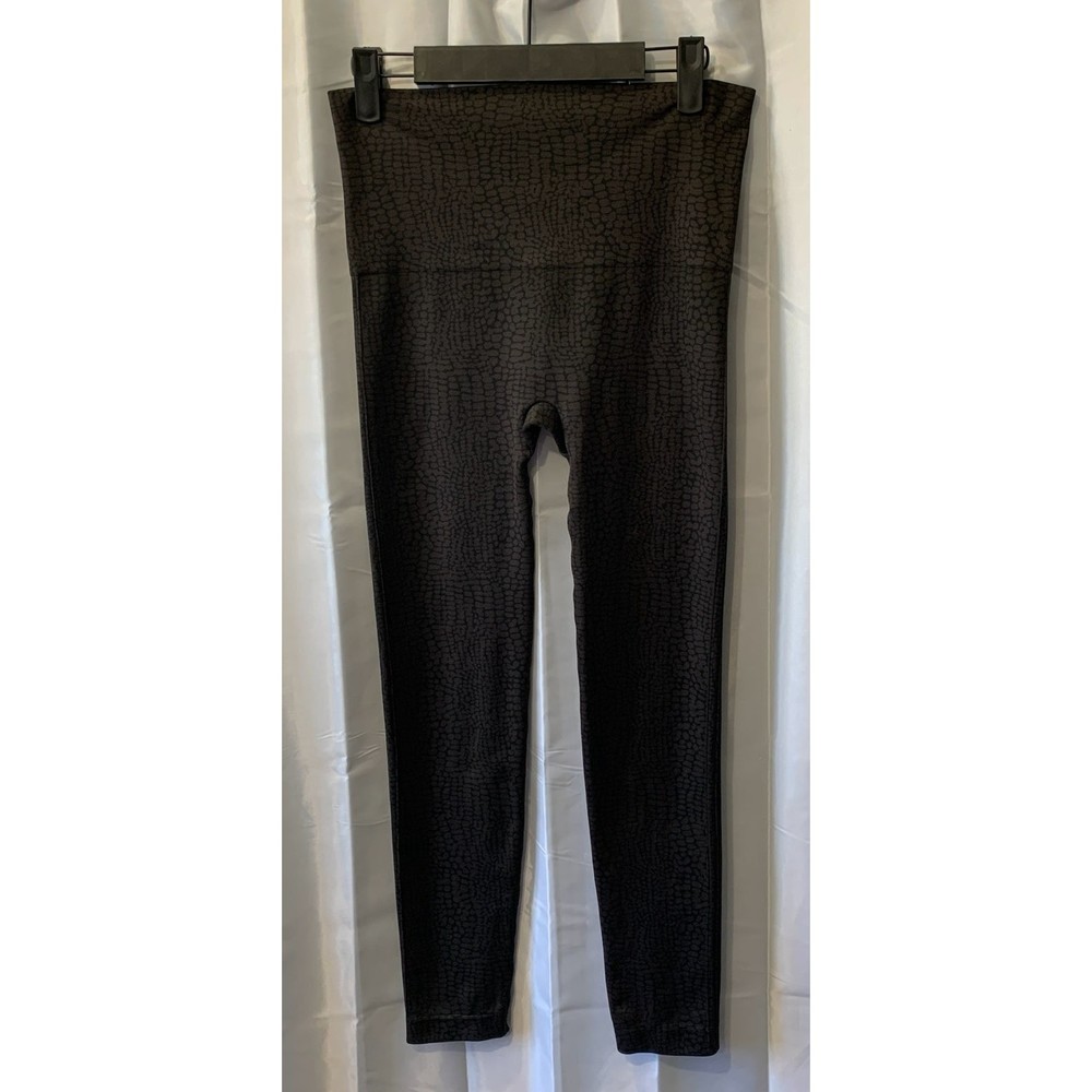 Spanx Look At Me Now Women's Size XL Seamless Brown Croc High Waisted Leggings